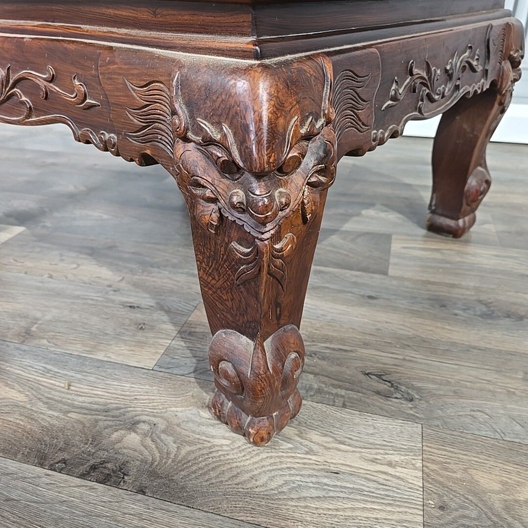 photo furniture Antique Chinese Arm Chair Oriental Carved Heavy Rosewood Throne Mother Of Pearl