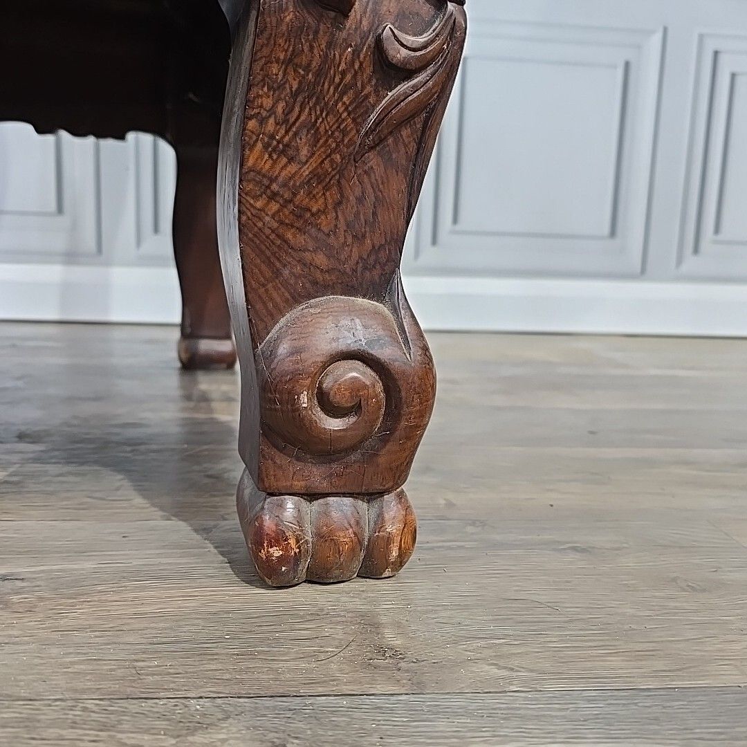 photo vintage Antique Chinese Arm Chair Oriental Carved Heavy Rosewood Throne Mother Of Pearl
