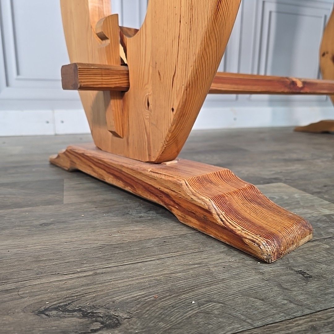Retro Pine Dining Table Vintage Solid Wooden Country Farmhouse Refectory Style photo Furniture