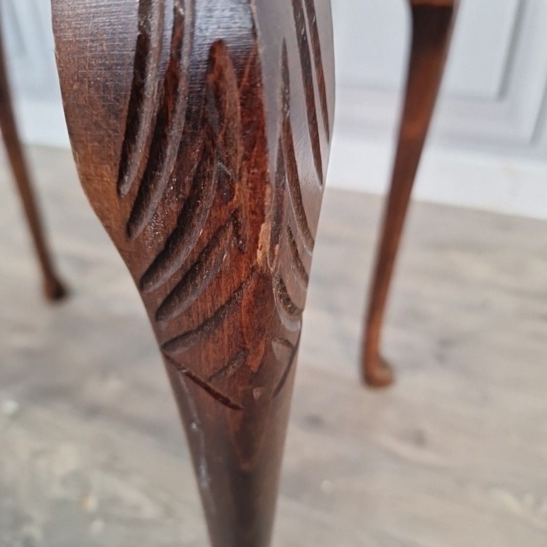 55.0 Vintage Side Coffee Table Glass Top Occasional Table Retro Wooden Carved photo