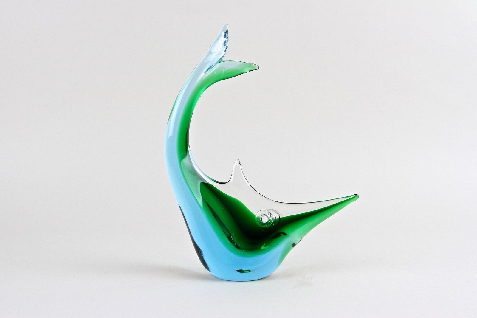 Murano Glass Fish Sculpture, Blue/ Green Tones , Mid Century   Italy Ca. 1970 photo Art