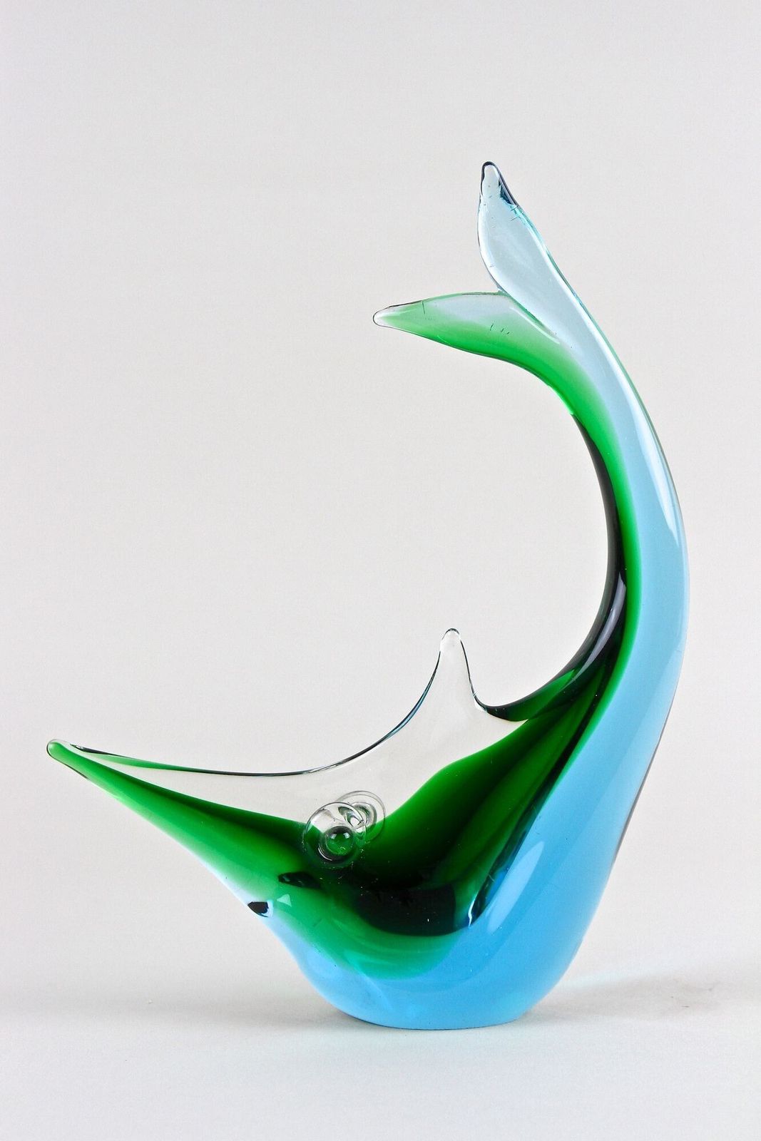 photo for sale Murano Glass Fish Sculpture, Blue/ Green Tones , Mid Century   Italy Ca. 1970