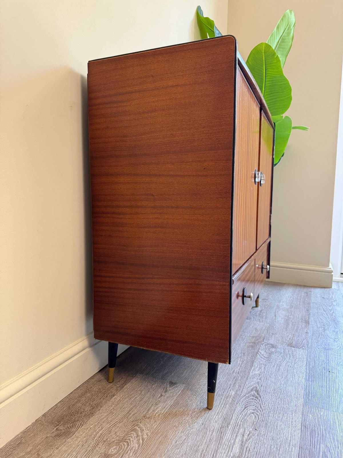 Midcentury Vinyl Record Storage Board Games Book Shelf Media Tv Organiser Wooden photo vinterior