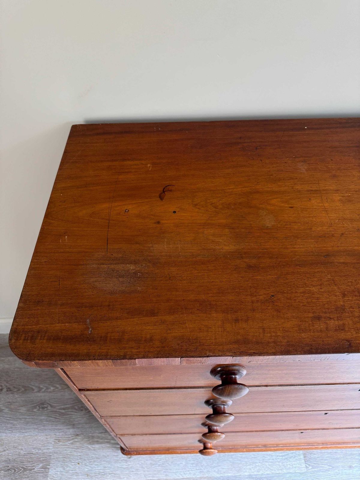 photo buy Antique Large Chest Of Drawers 2 Over 3 Upon Bun Feet Original Handles