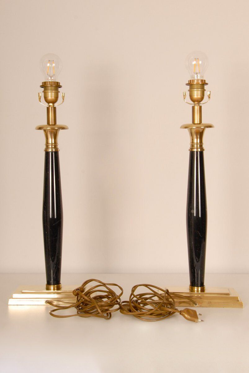 photo furniture Italian Marble Table Lamps, 1980s, Set Of 2