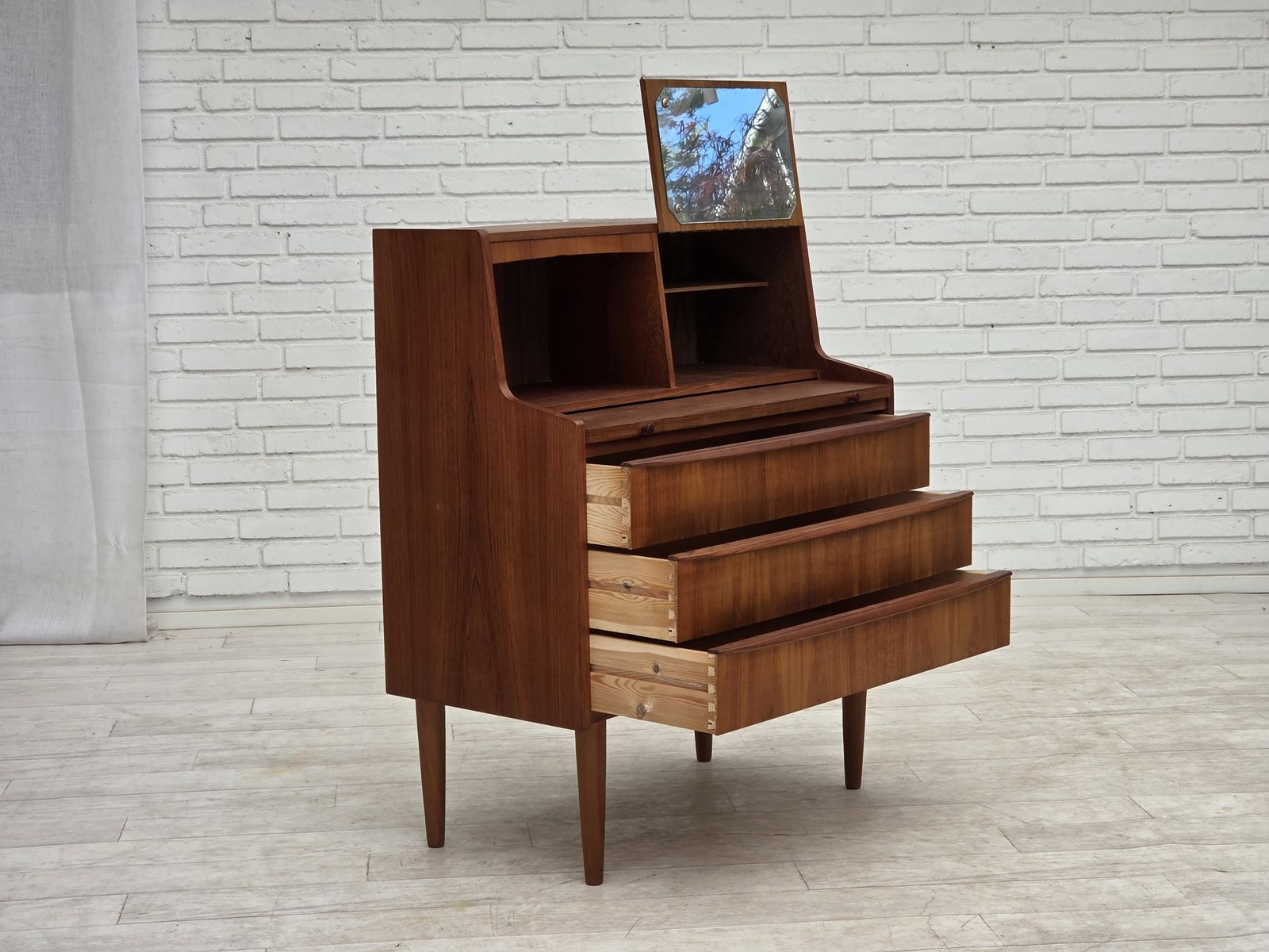 1970s, Danish Chest Of Drawers With A Folding Mirror, Teak Wood. photo 1170.0