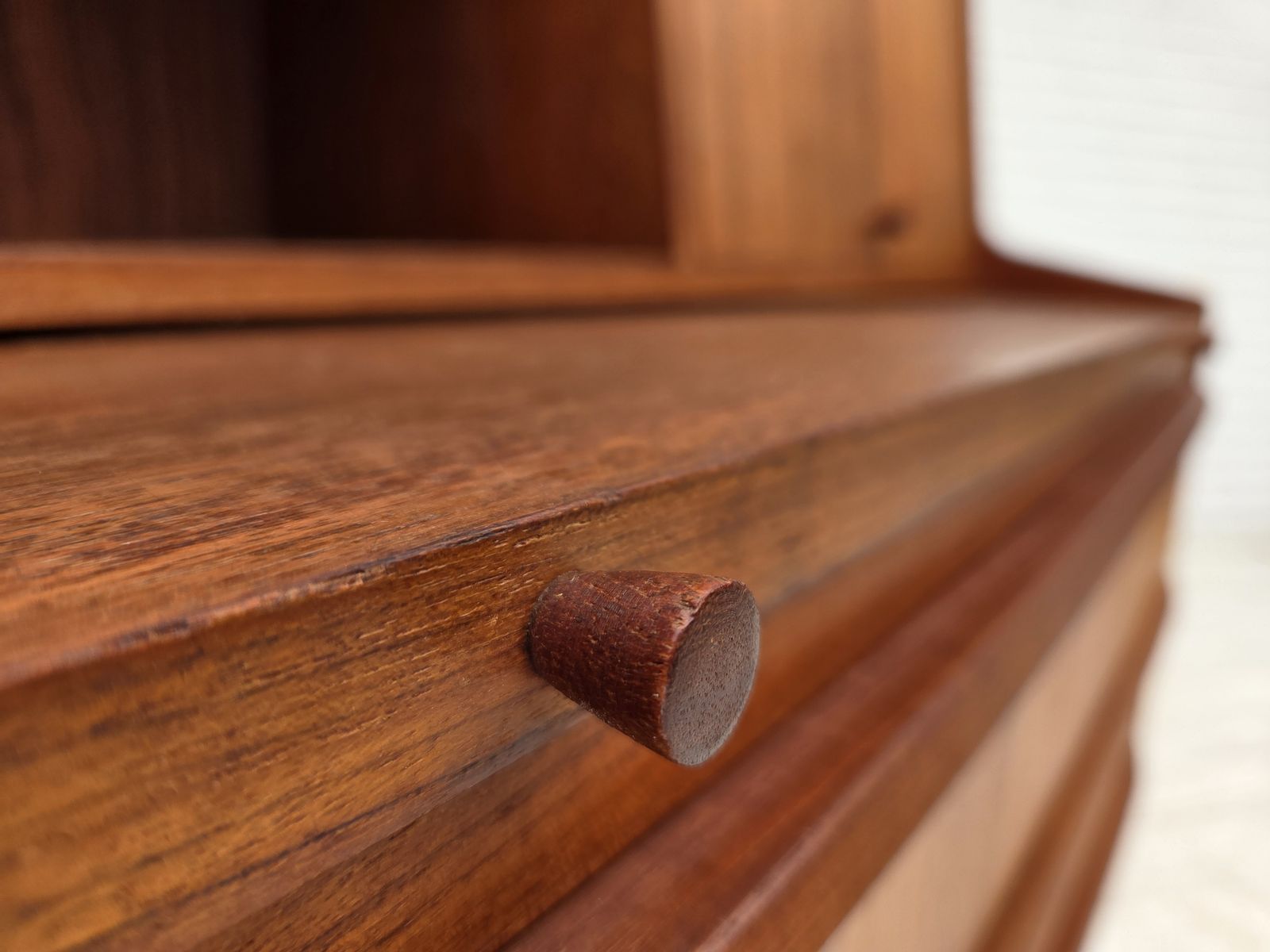 1970s, Danish Chest Of Drawers With A Folding Mirror, Teak Wood. photo vintage