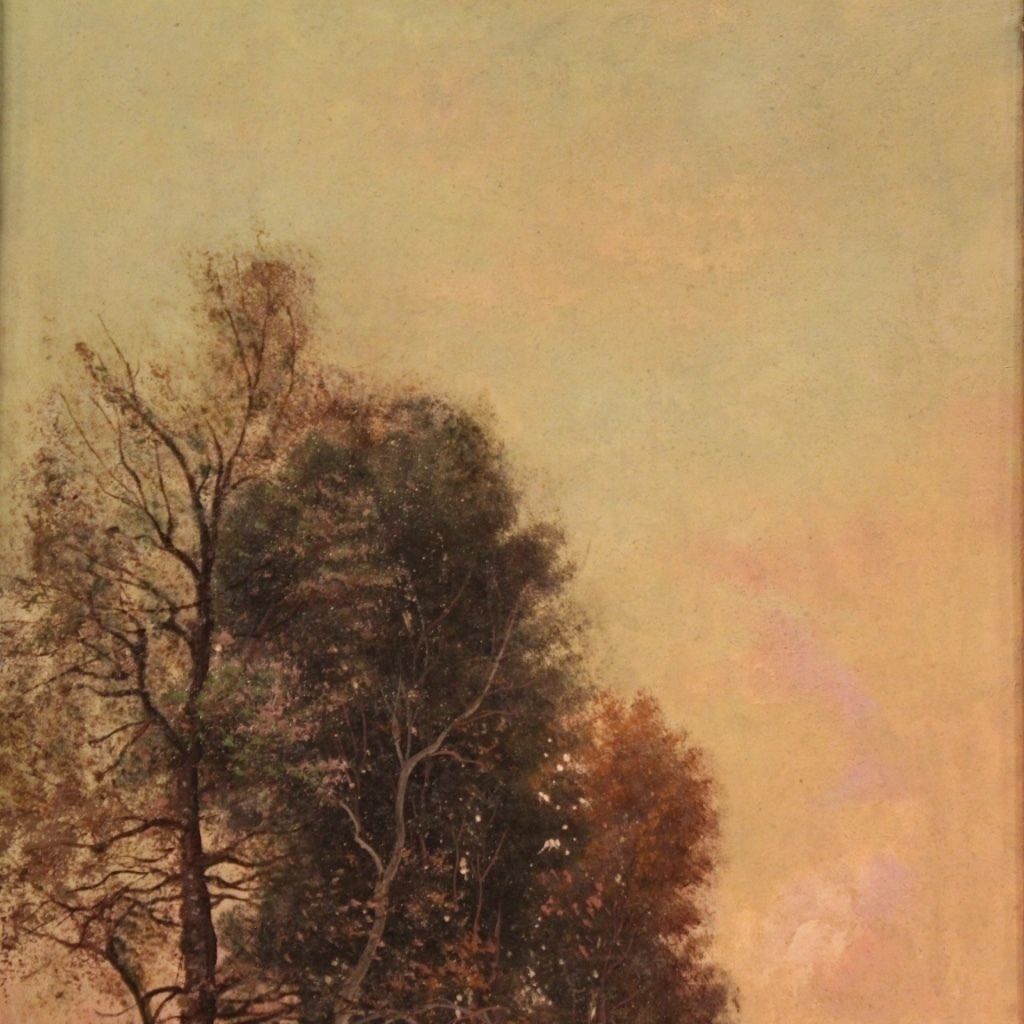 Tableau signé, paysage, huile sur toile, XIXe siècle photo vinterior