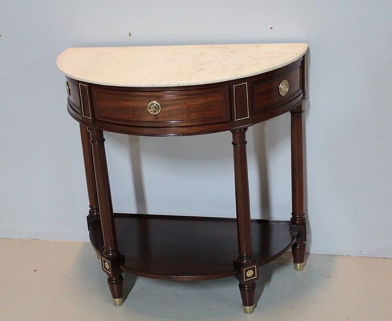 Louis XVI Half Moon Console In Mahogany 18th photo furniture