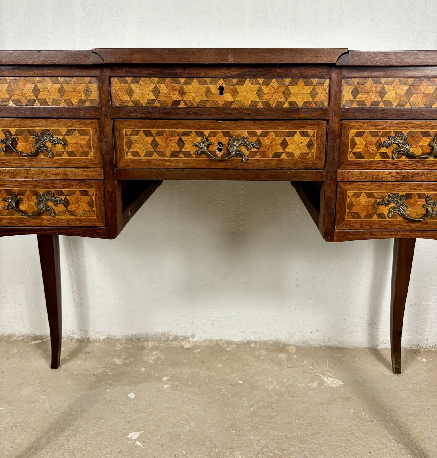 Early 20th Century Spanish Marquetry Vanity Desk With Drop Leaves photo Furniture