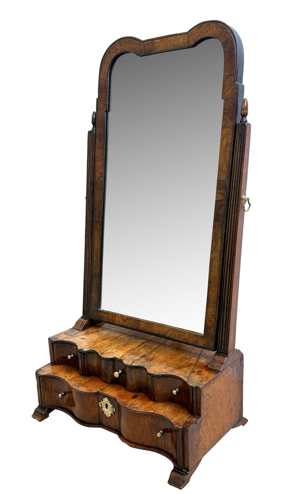Miroir de toilette Queen Anne en noyer, début du XVIIIe siècle (Angleterre, vers 1710)