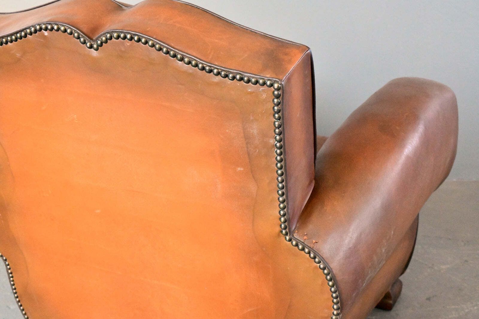 French Moustache Backed Art Deco Leather Armchair Circa 1920s photo buy