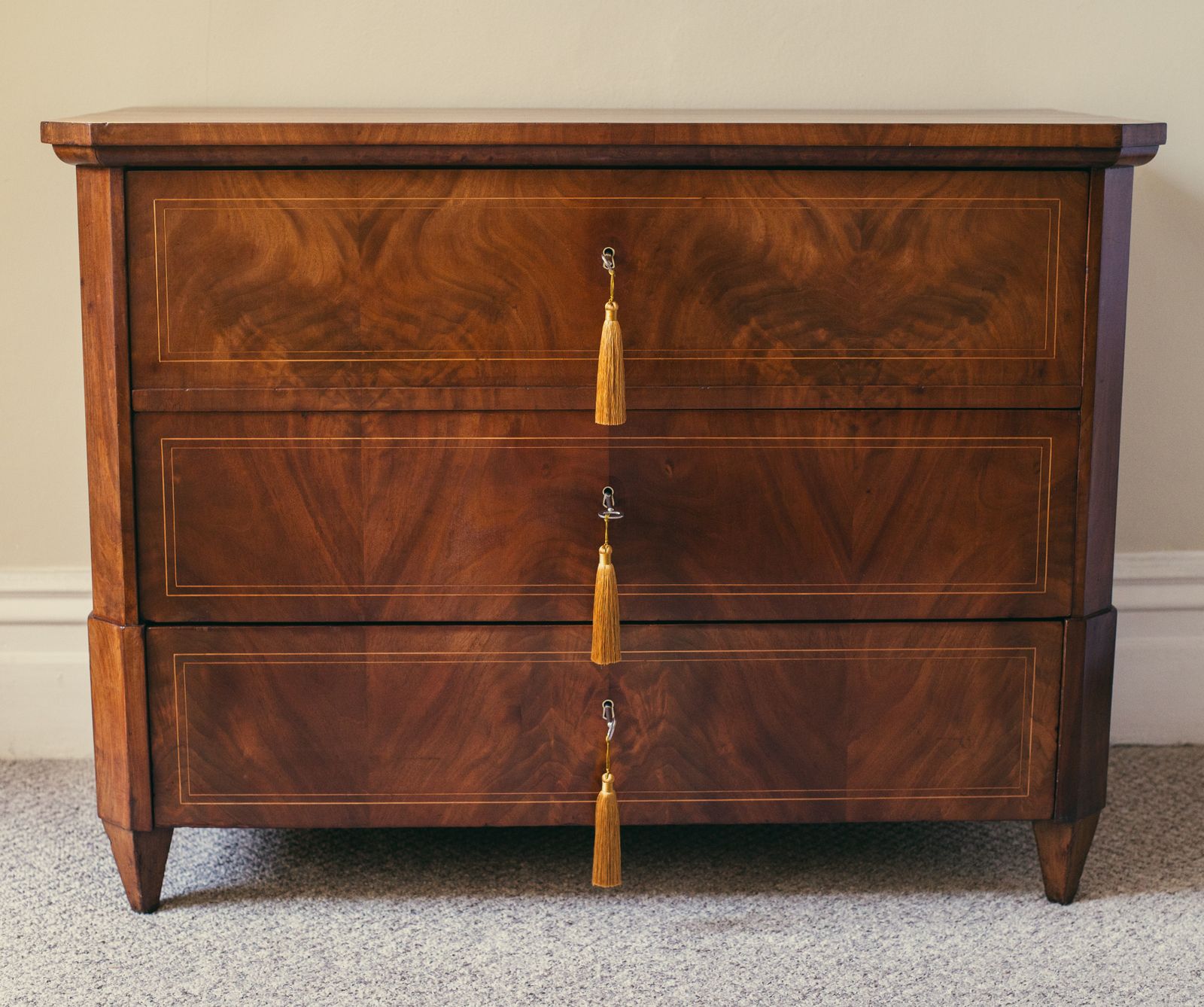 19th Century Biedermeier Walnut Chest Of Drawers With Canted Corners photo Furniture