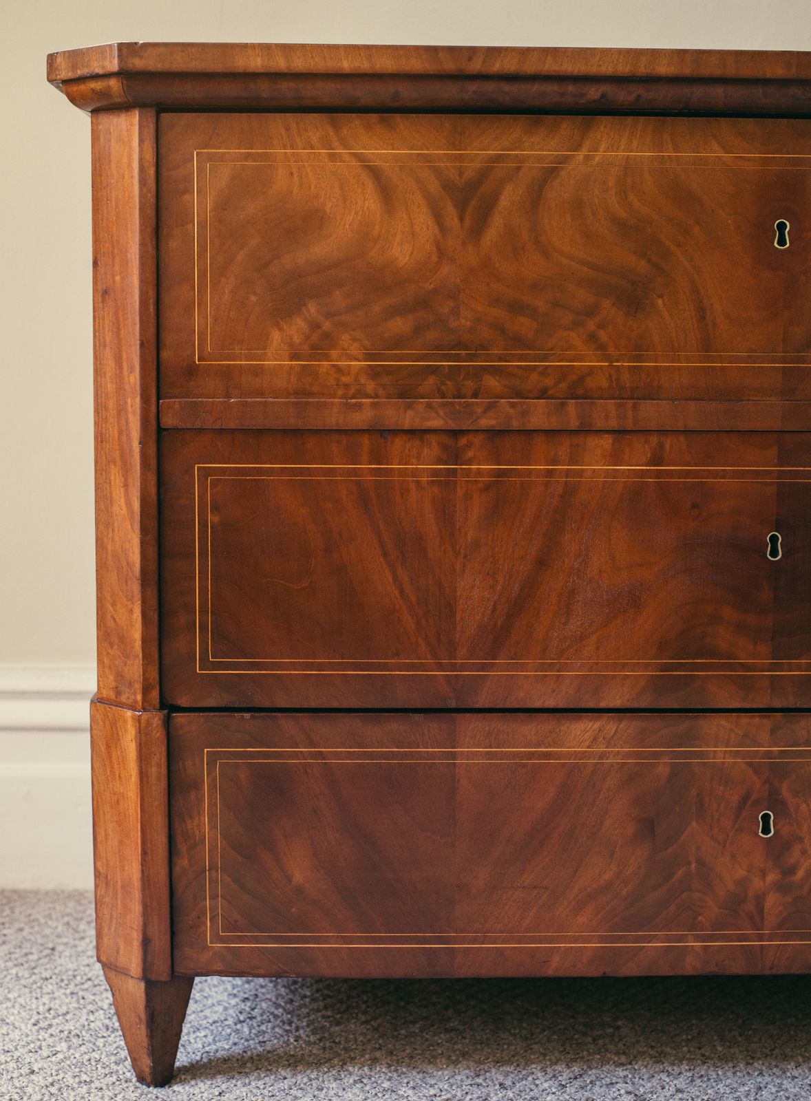 19th Century Biedermeier Walnut Chest Of Drawers With Canted Corners photo vinterior