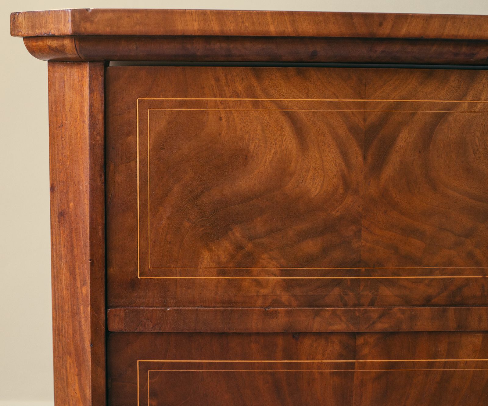 photo for sale 19th Century Biedermeier Walnut Chest Of Drawers With Canted Corners