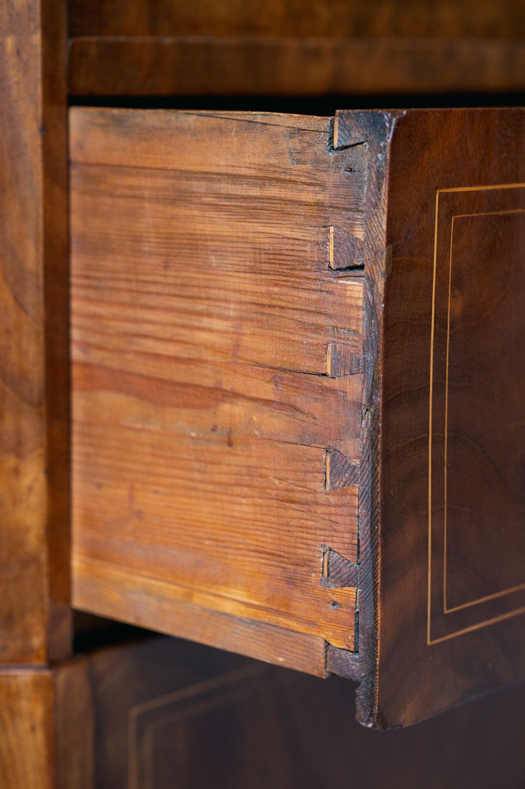 Furniture 19th Century Biedermeier Walnut Chest Of Drawers With Canted Corners photo