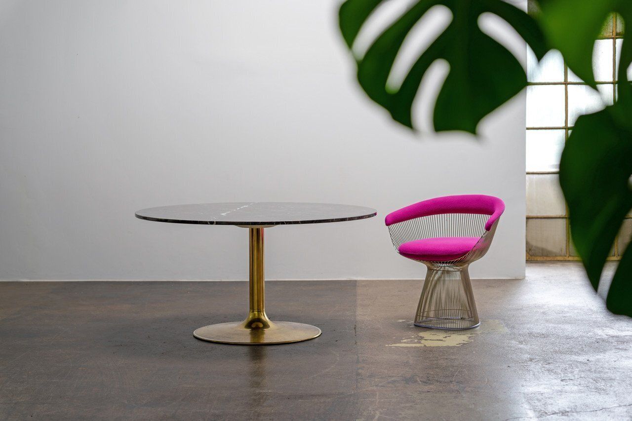 Scandinavian Marble And Brass Table By Börje Johanson, 1960s photo furniture