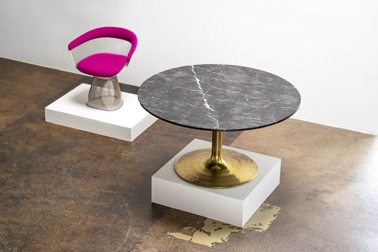 Scandinavian Marble And Brass Table By Börje Johanson, 1960s photo Furniture