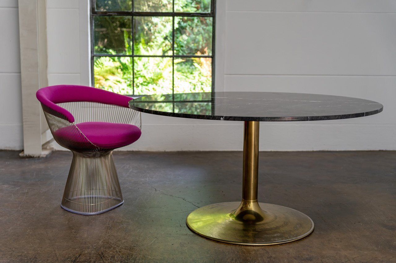 Furniture Scandinavian Marble And Brass Table By Börje Johanson, 1960s photo