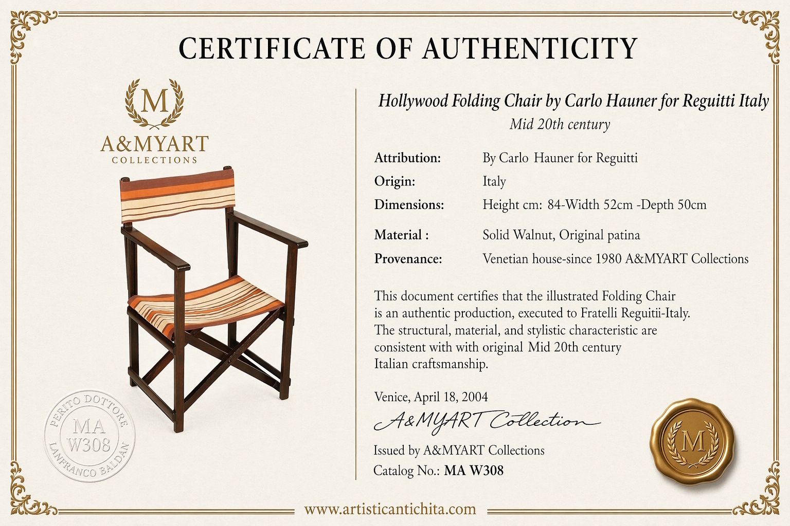 Hollywood Folding Chair By Carlo Hauner For Reguitti, Italy, 1970s photo buy