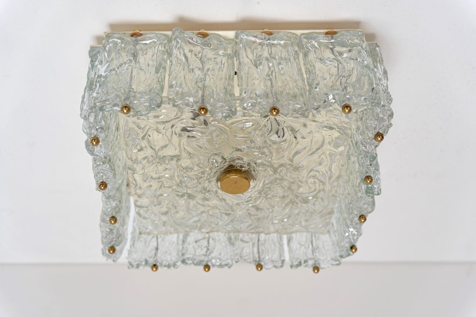 Large Ice Glass And Brass Ceiling Light By Barovier And Toso, 1960s photo furniture