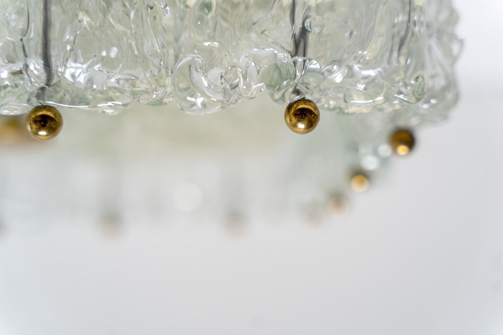 Large Ice Glass And Brass Ceiling Light By Barovier And Toso, 1960s photo 2091.0