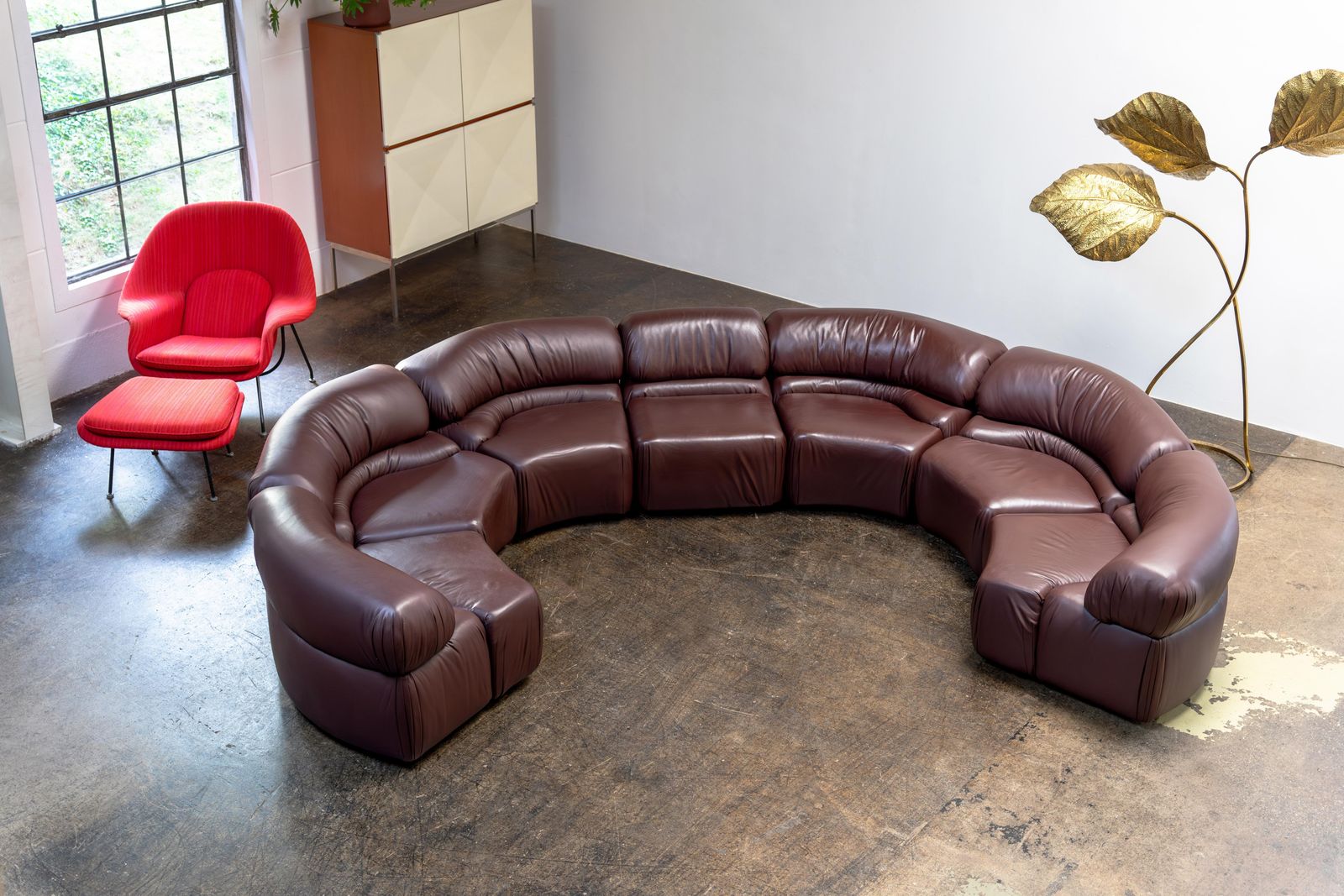Large 7 Piece Sofa "Cosmos" Ds 28 By Ulbald Klug & De Sede, Brown Leather, 1970s photo furniture