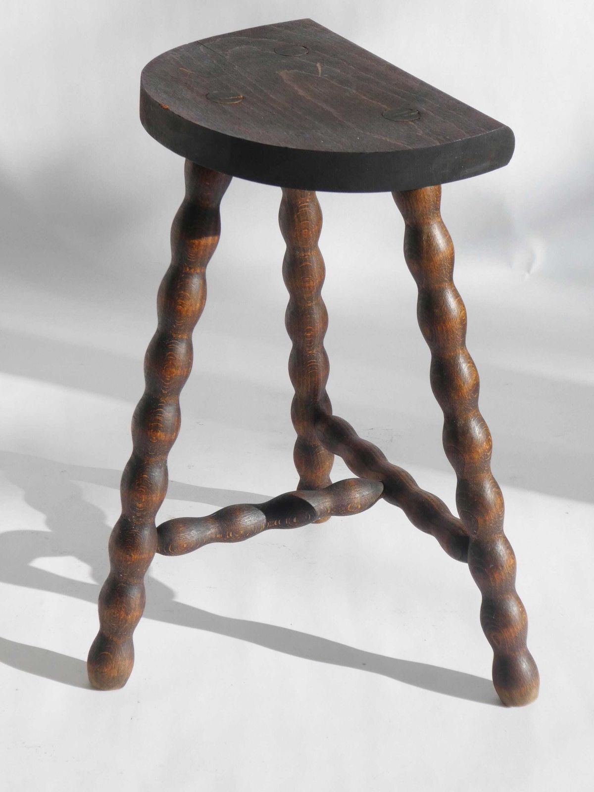 French Antique Bobbin Stool, Wooden Milking Stool, Tripod Barley Twist Stool, Farmhouse Decor photo Furniture