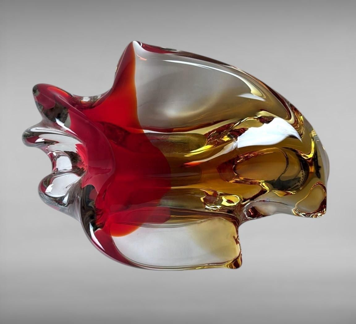 Murano Sommerso Glass Centerpiece, Multicolored Italian Art Glass photo buy