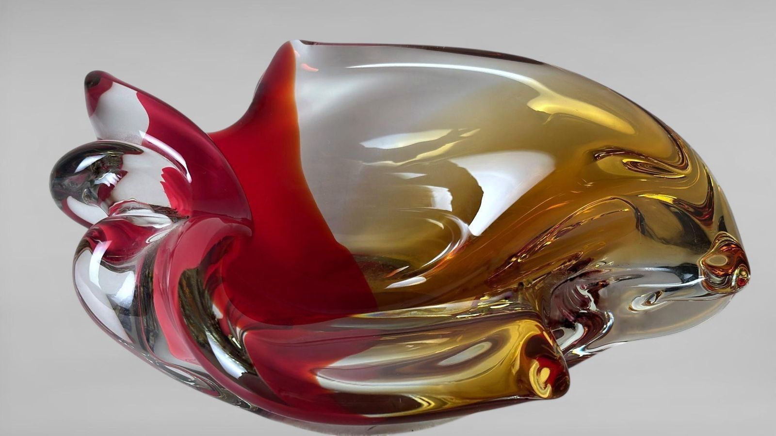 photo furniture Murano Sommerso Glass Centerpiece, Multicolored Italian Art Glass