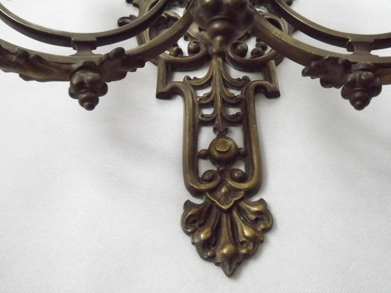 695.0 Pair Of Large Heavy Victorian Bronze Triple Wall Sconces Griffin Acanthus & Flower Detail photo