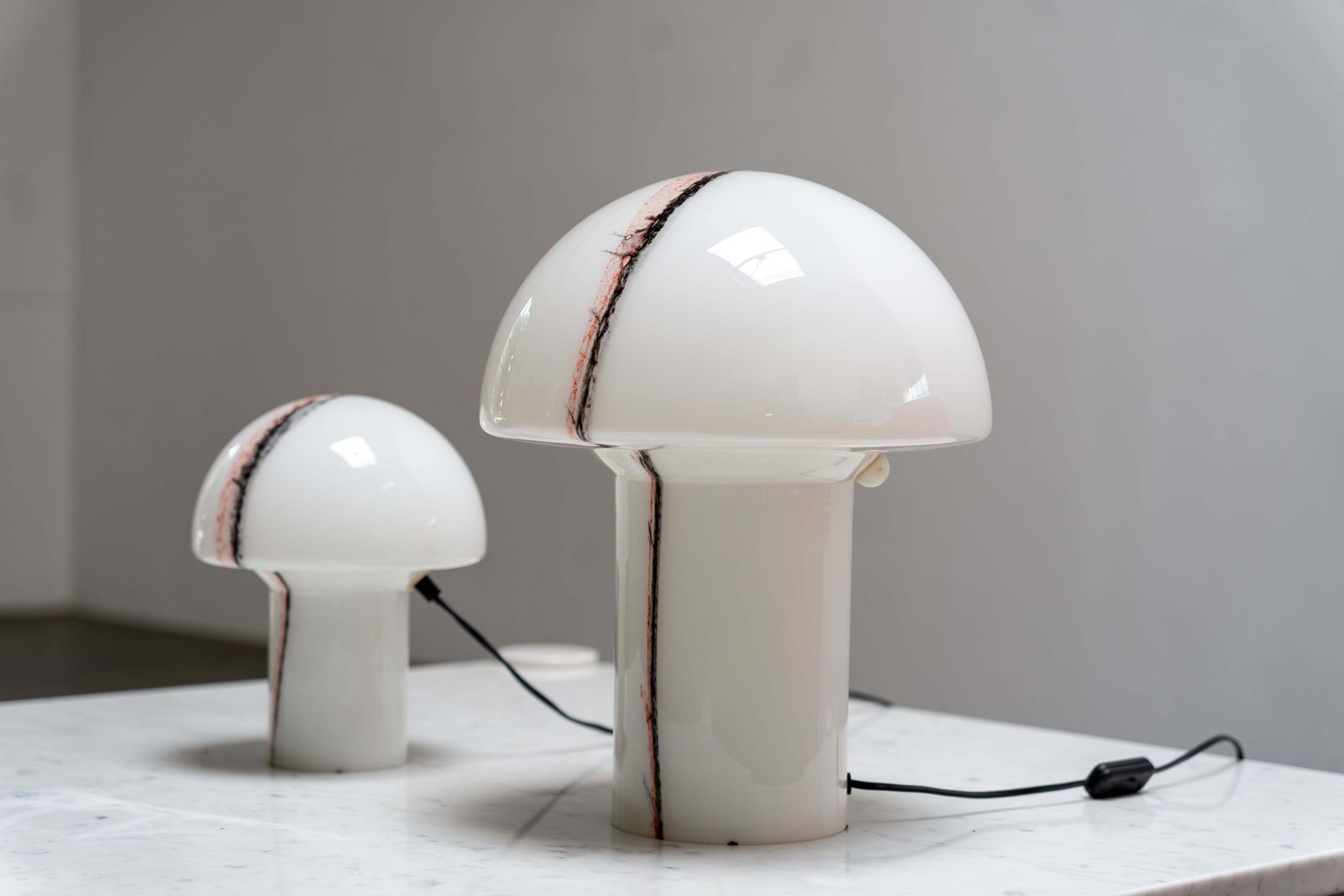 Pair Of 'Lido' Glass Mushroom Table Lamps By Peill & Putzler, Germany, 1970s
