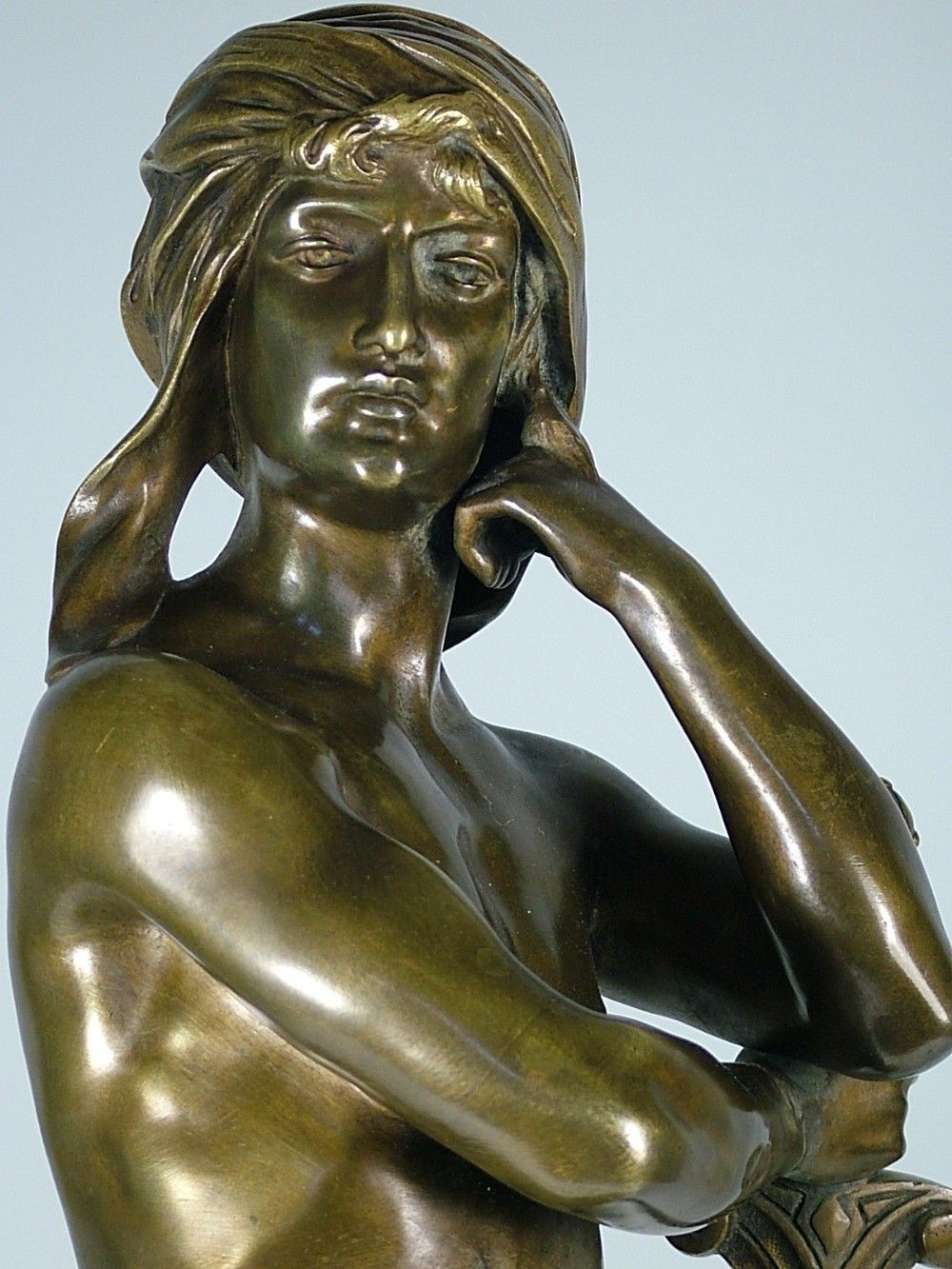 Henri Ple, French Art Nouveau Bronze Study Of David And Goliath C1890 photo vintage