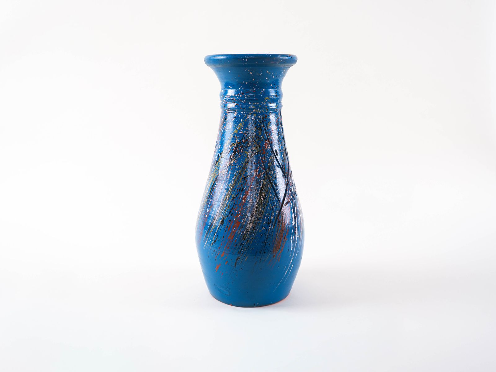 Blauwe keramische vaas, Deens design, jaren 1970, gemaakt in Denemarken photo for sale