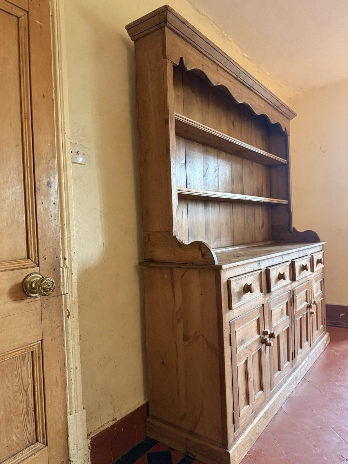 Furniture Welsh Vintage Large Rustic Kitchen Farmhouse Reclaimed Statement Pine Dresser photo