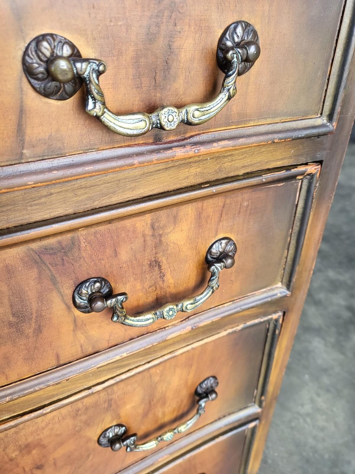 Antique Repro Serpentine Small Chest Of Drawers Cabriole Legs photo Furniture