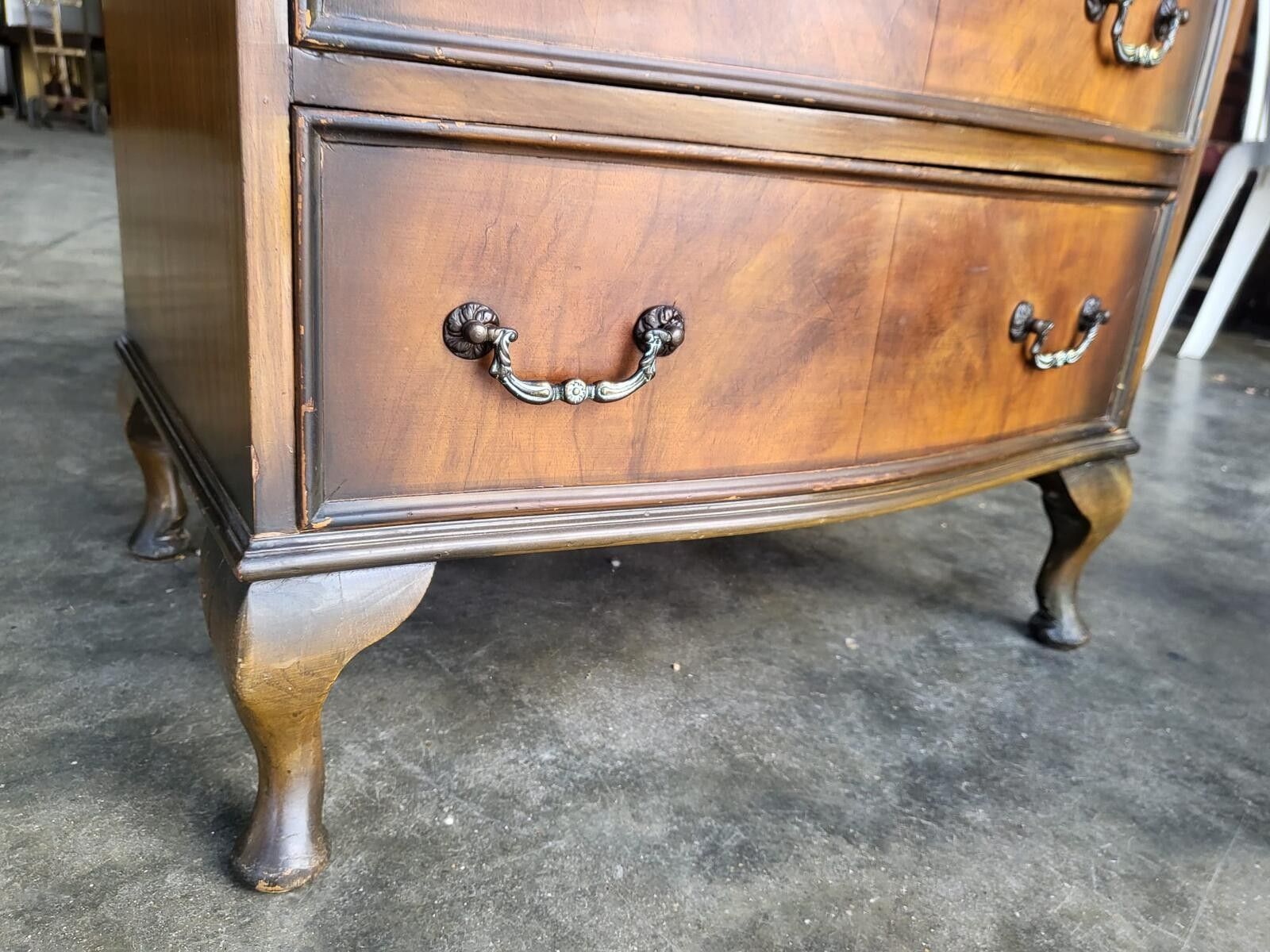Antique Repro Serpentine Small Chest Of Drawers Cabriole Legs photo vinterior