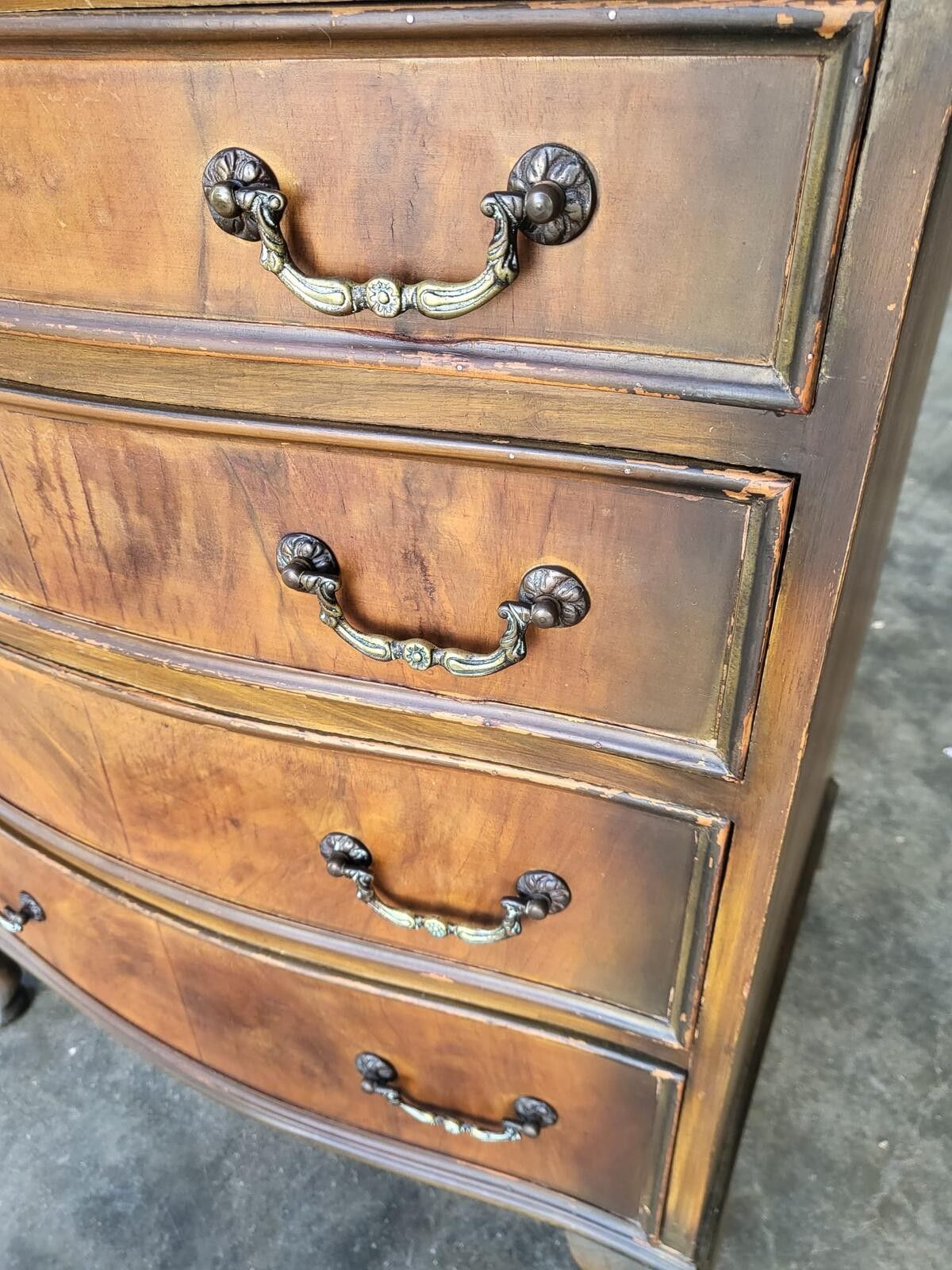 Furniture Antique Repro Serpentine Small Chest Of Drawers Cabriole Legs photo
