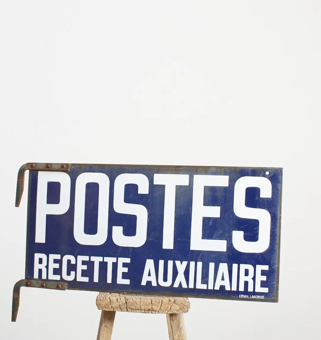 Antique French Enamel Post Office Metal Sign photo for sale