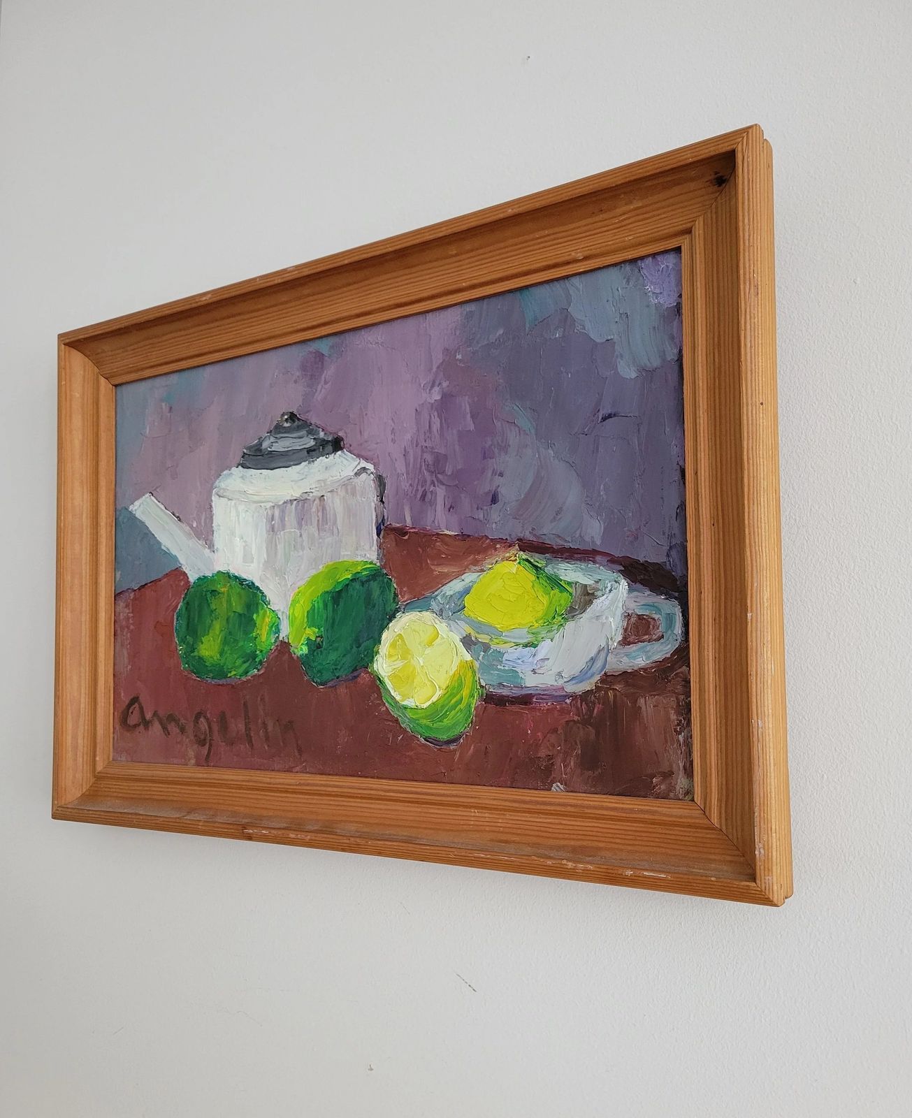 Citrus Fruits And Teapot  Original Mid Century Still Life photo vintage