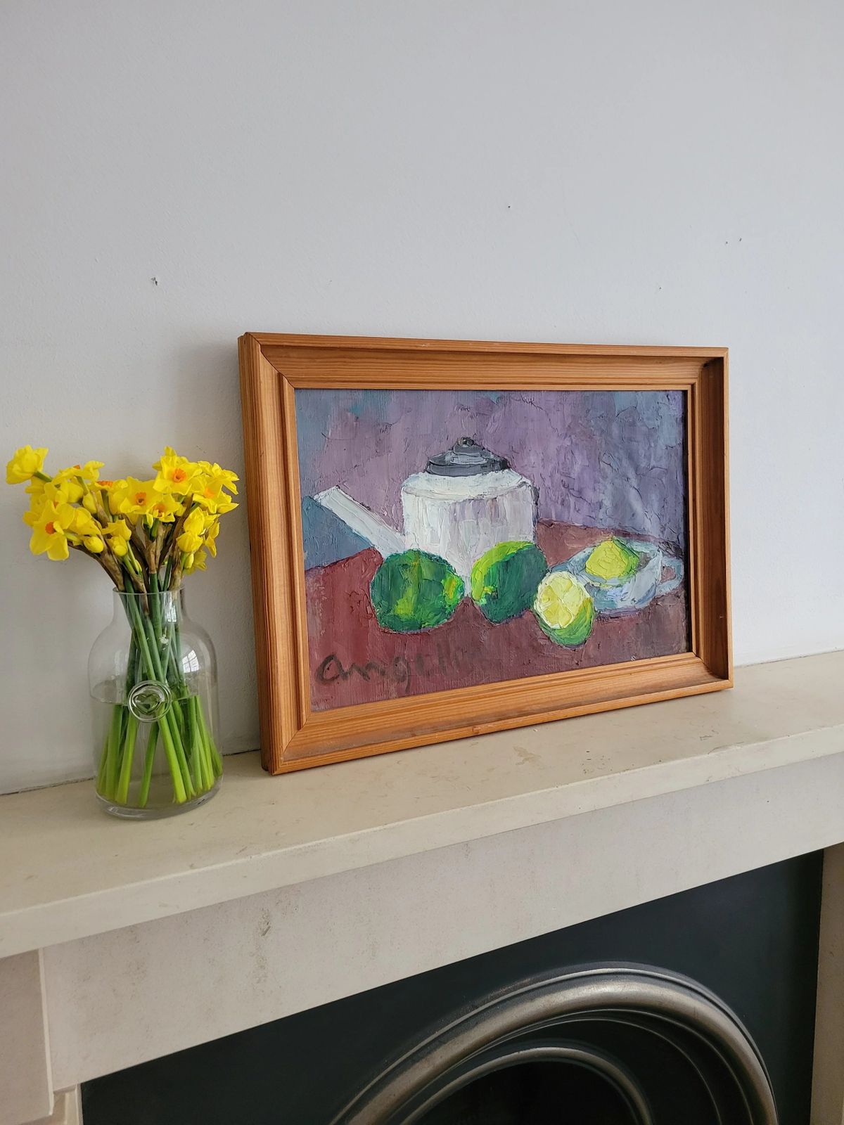 photo vinterior Citrus Fruits And Teapot  Original Mid Century Still Life