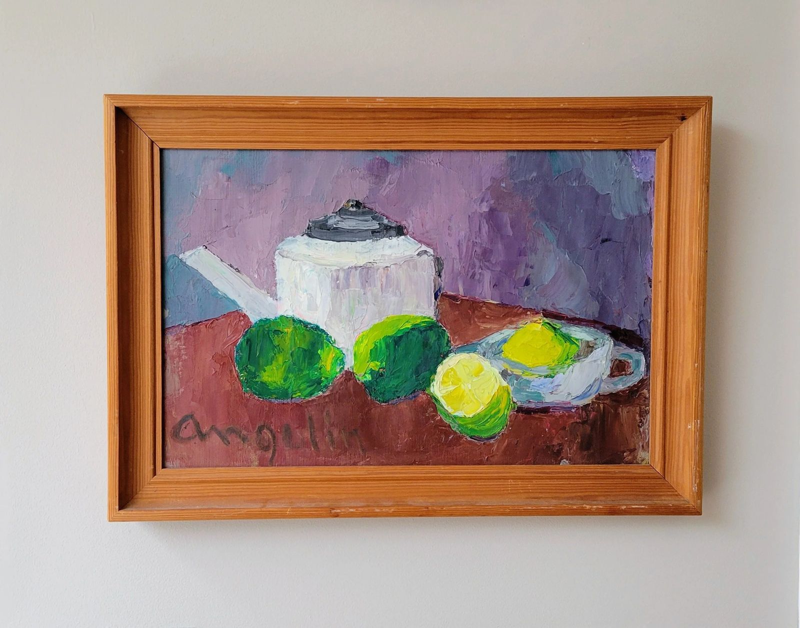 photo buy Citrus Fruits And Teapot  Original Mid Century Still Life
