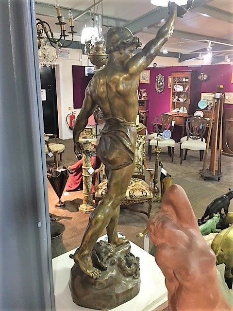 photo for sale Debut, Marcel, A Huge Original French Bronze Casting Of A Young Man, C.1900