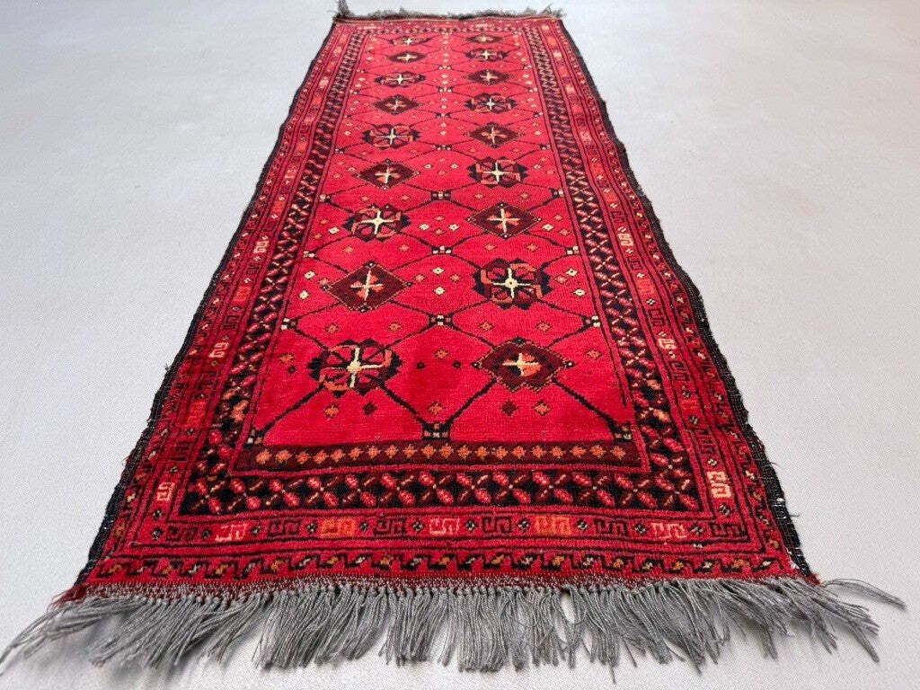 Afghan Runner Narrow 150x54 Cm, Vintage Turkoman Ersari Rug photo furniture