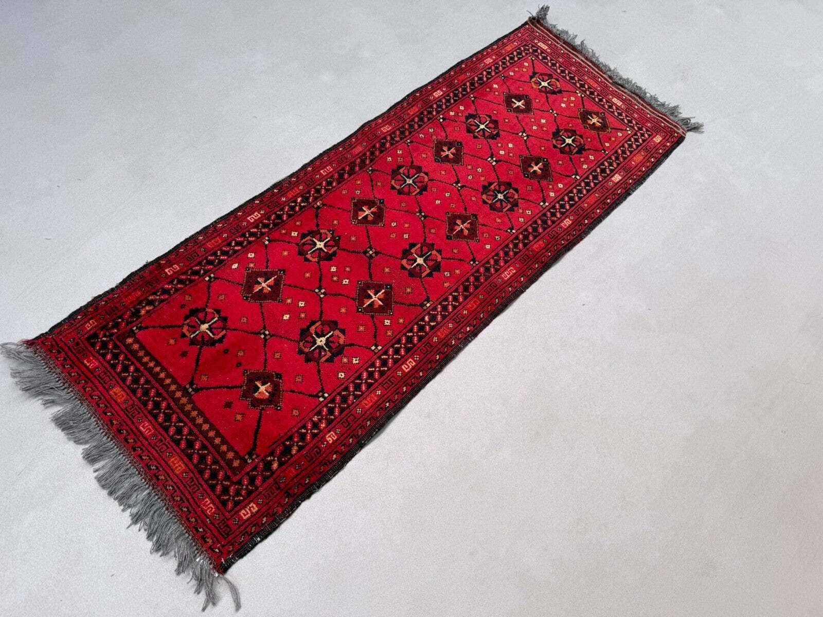 Afghan Runner Narrow 150x54 Cm, Vintage Turkoman Ersari Rug photo for sale