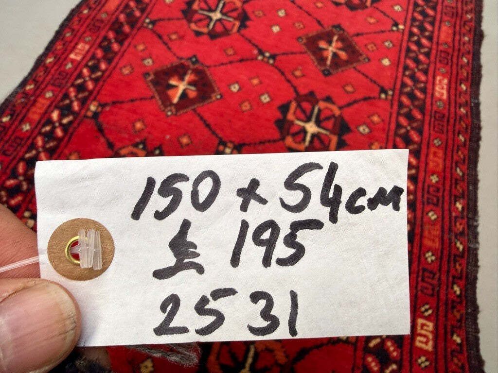 195.0 Afghan Runner Narrow 150x54 Cm, Vintage Turkoman Ersari Rug photo
