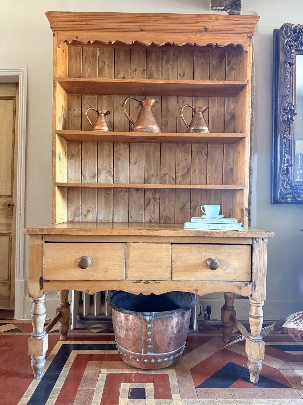 English Antique Pine Rustic Farmhouse Primitive Provincial Country Dresser 1860c photo for sale