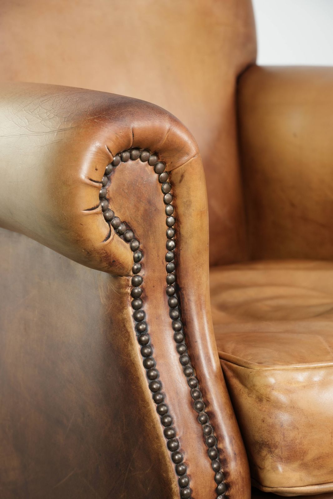 Furniture Beautiful And Comfortable Armchair Made Of Cowhide Leather With A Characterful And Charming English Look. photo