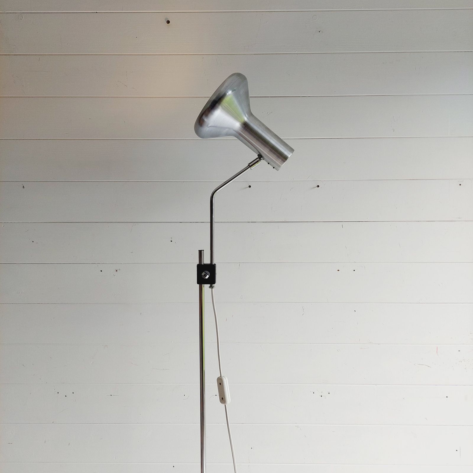 Mid Century Danish  Adjustable Floor Lamp Fog & Mørup Chrome & Aluminium Spotlight 60s photo vintage