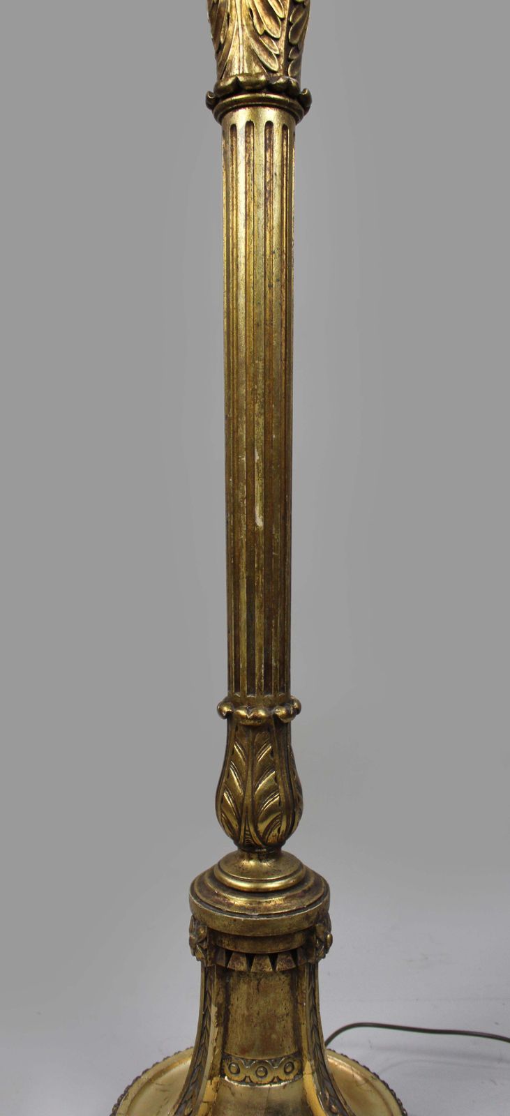 Carved Vintage Giltwood Standard Floor Lamp With Silk Shade photo buy